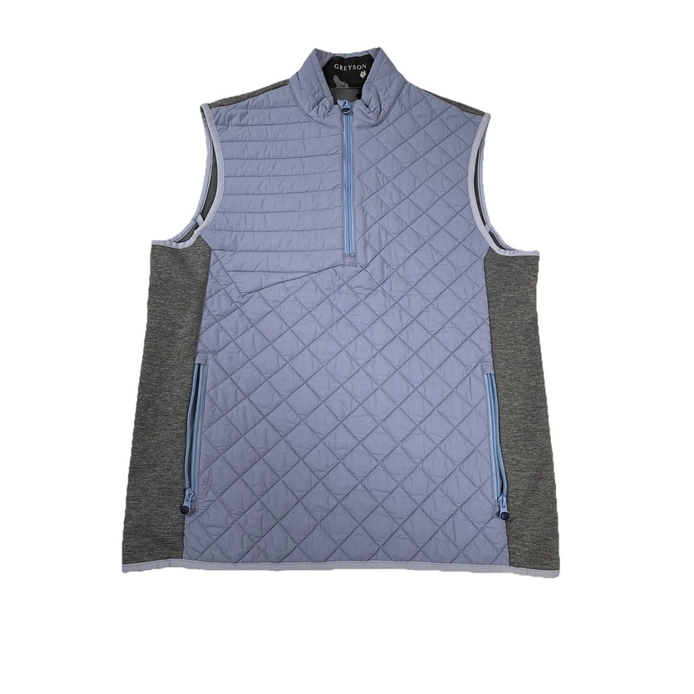 Greyson Yukon Half Zip Hybrid Vest Purple Gray Mens Small Wolf Logo Golf